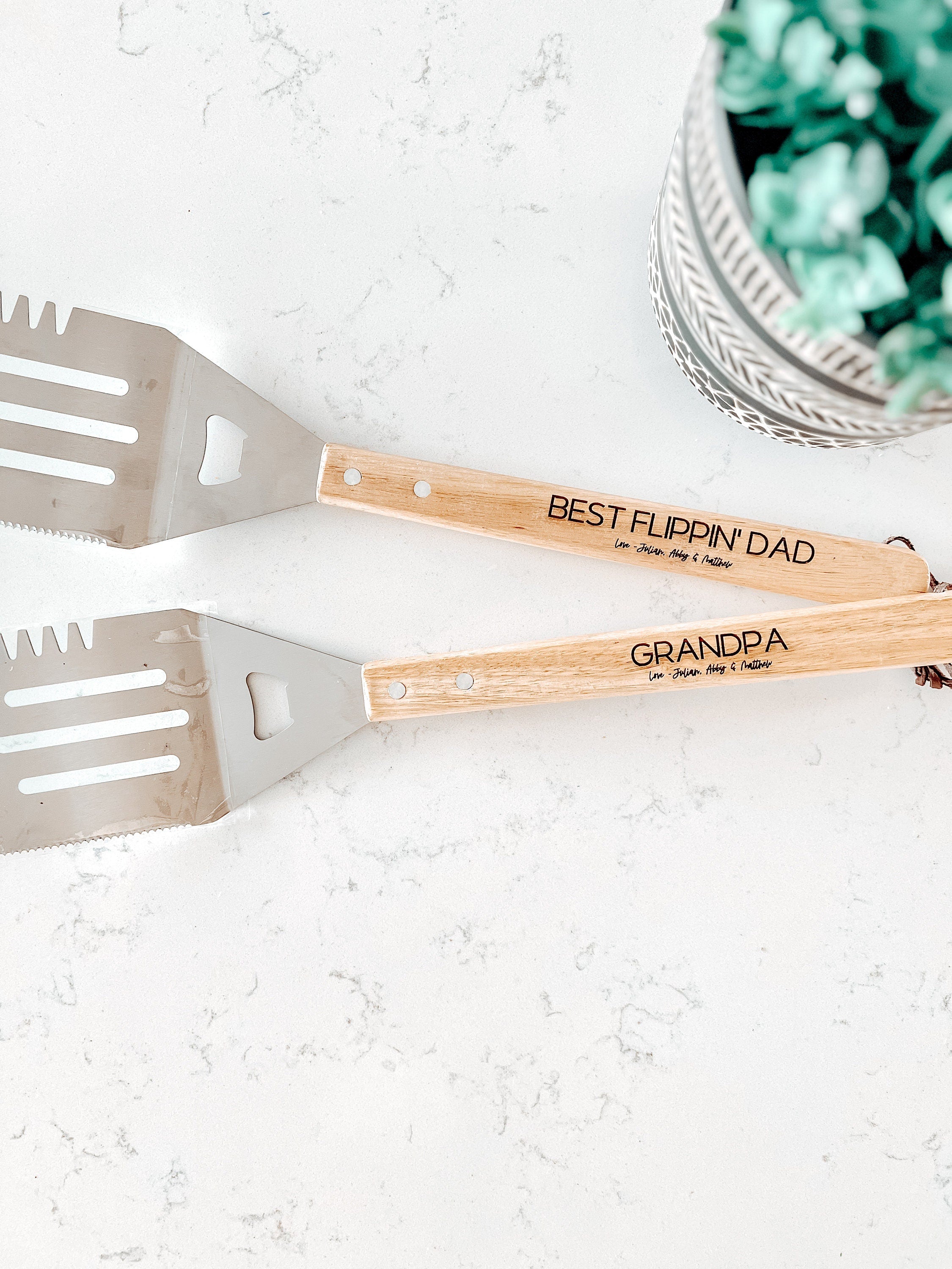 Personalized Spatula, Father's Day Gift, Engraved Spatula, Grilling Spatula, BBQ Bamboo Wood Spatula,Grandpa Abuelo Gift