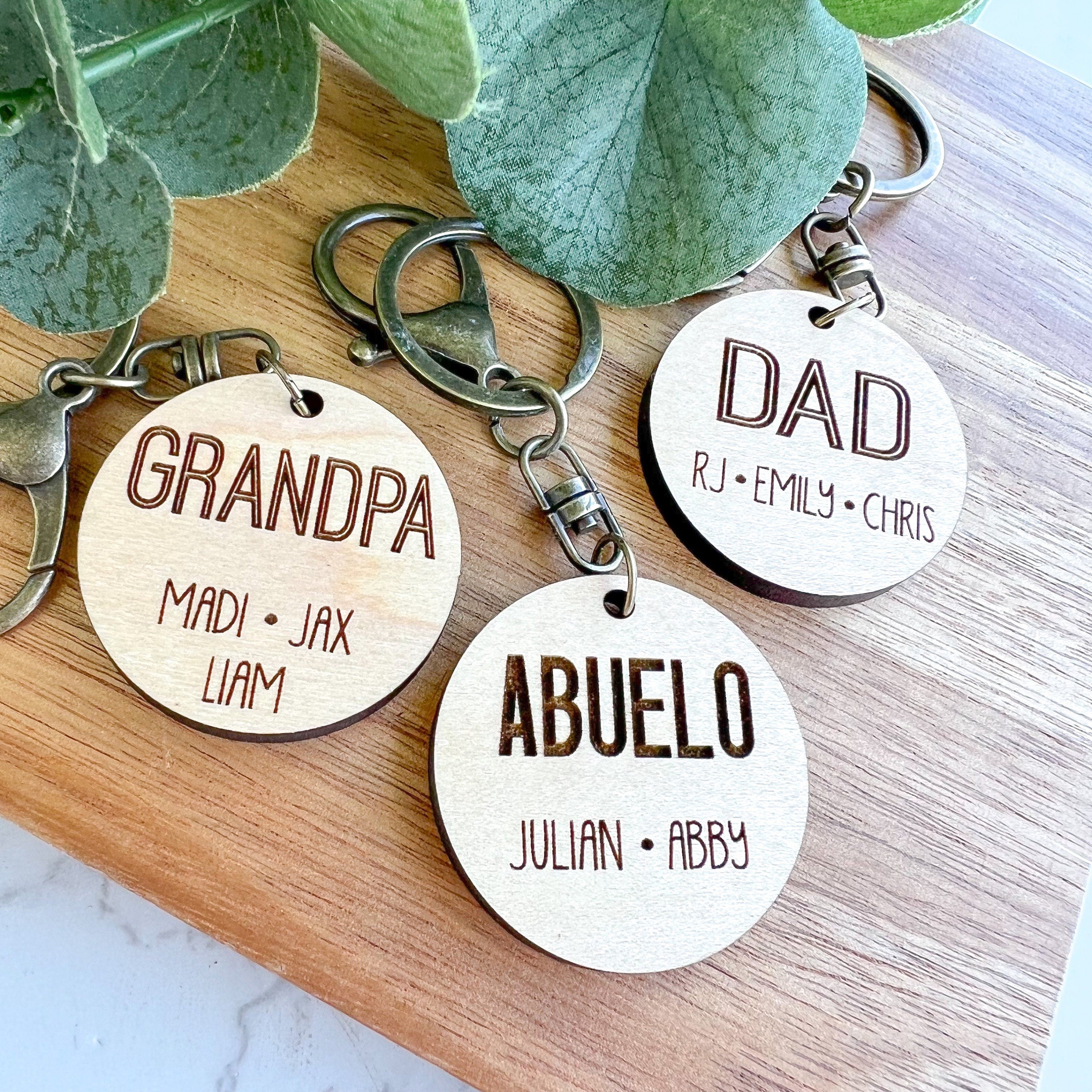 Personalized Dad/ Grandpa Keychain- Engraved with Kids' Names