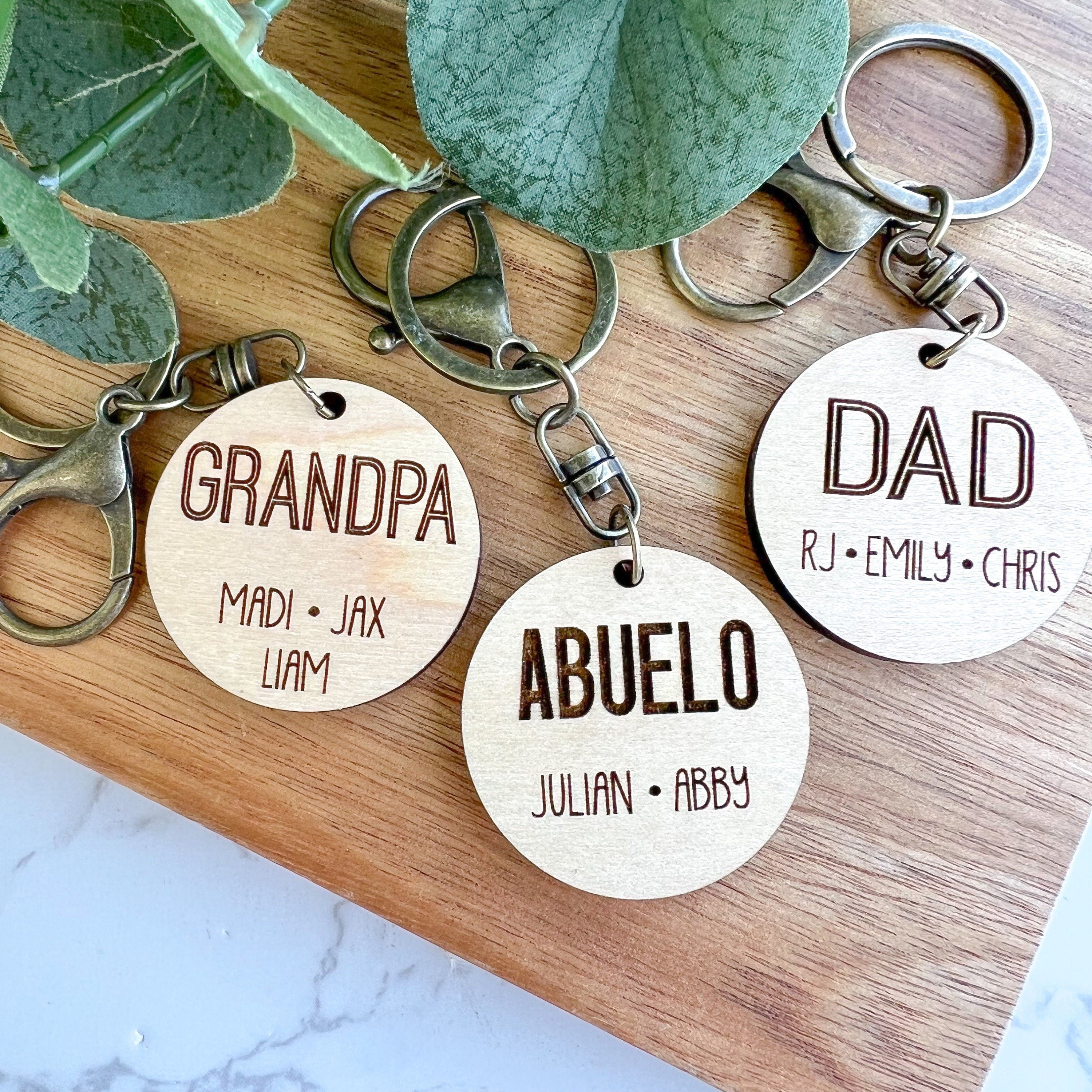 Personalized Dad/ Grandpa Keychain- Engraved with Kids' Names