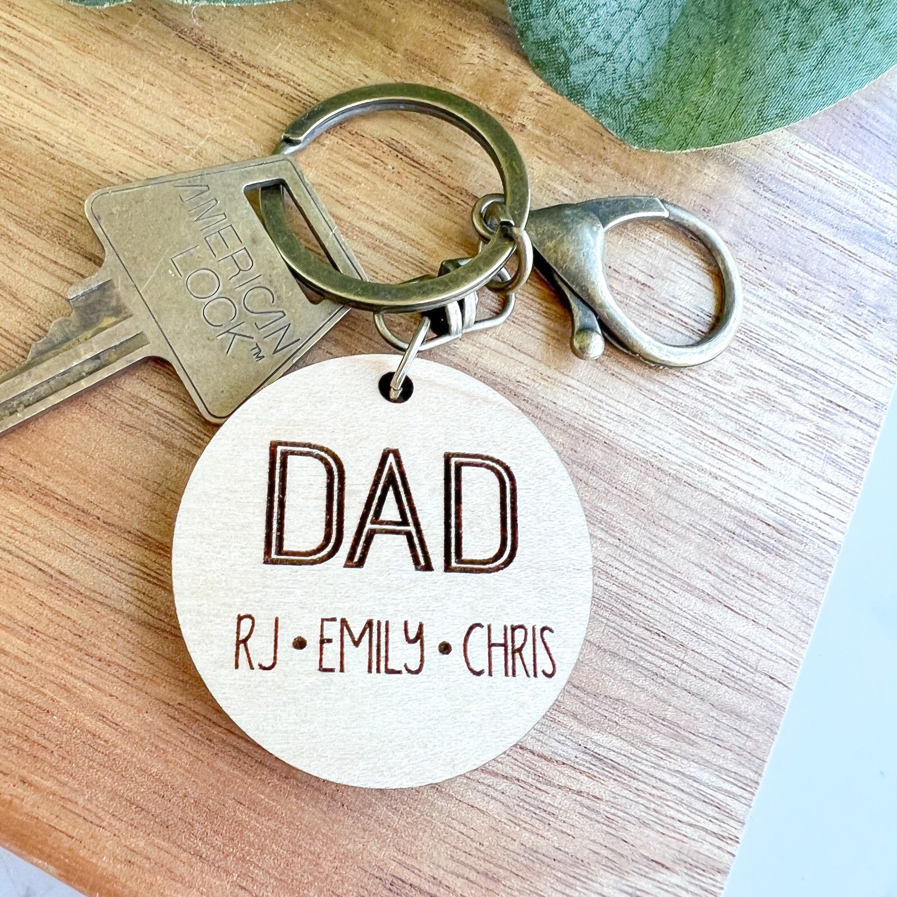 Personalized Dad/ Grandpa Keychain- Engraved with Kids' Names