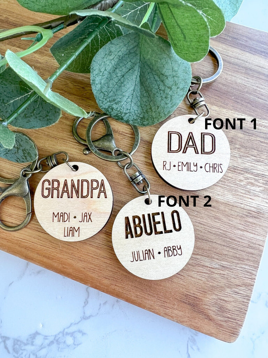 Personalized Dad/ Grandpa Keychain- Engraved with Kids' Names