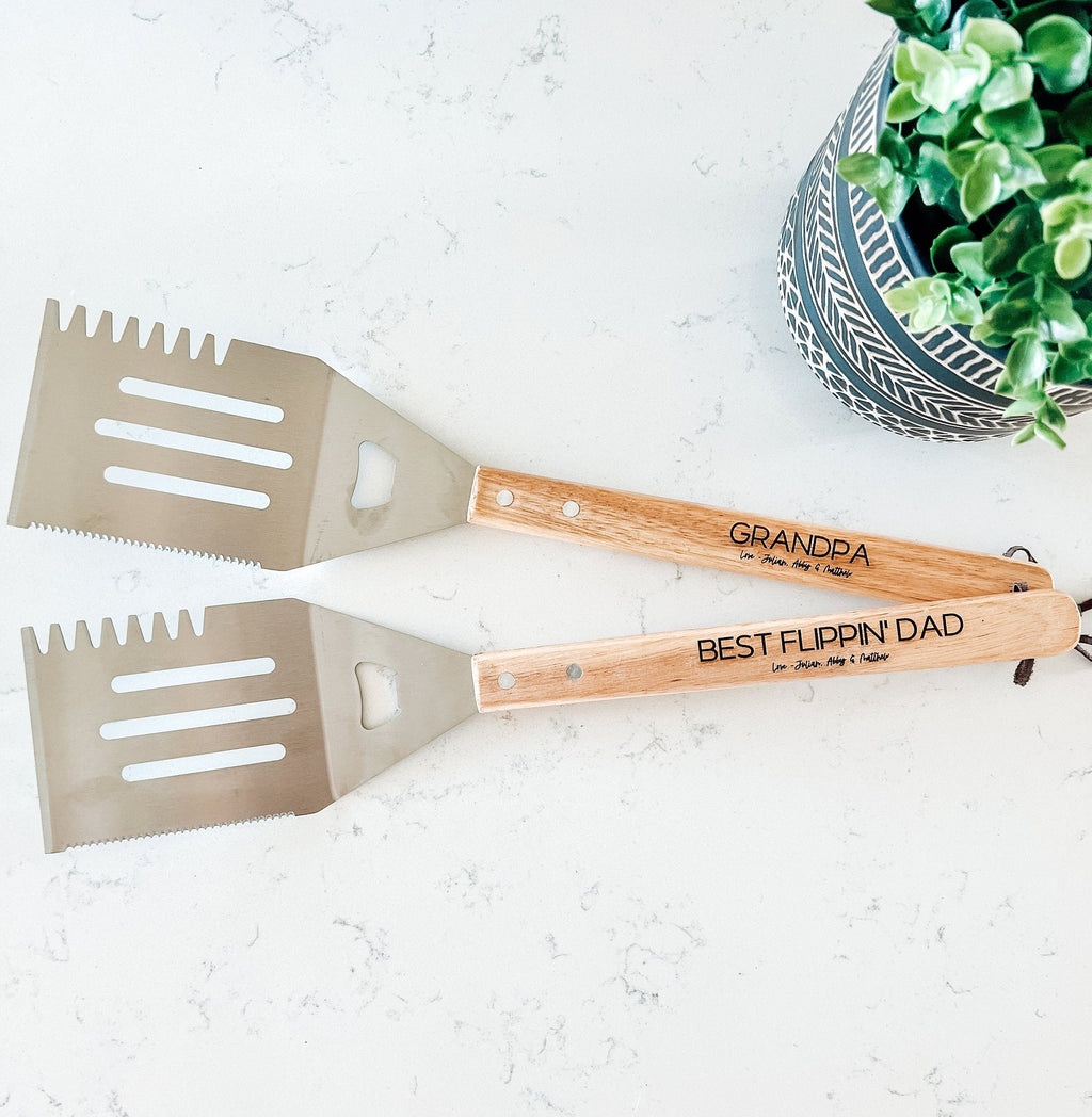 Personalized Spatula, Father's Day Gift, Engraved Spatula, Grilling Spatula, BBQ Bamboo Wood Spatula,Grandpa Abuelo Gift