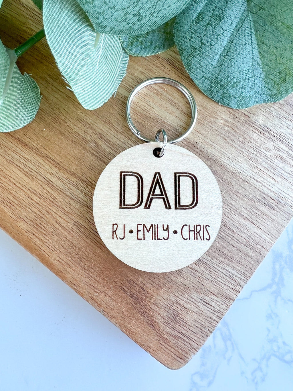 Personalized Dad/ Grandpa Keychain- Engraved with Kids' Names