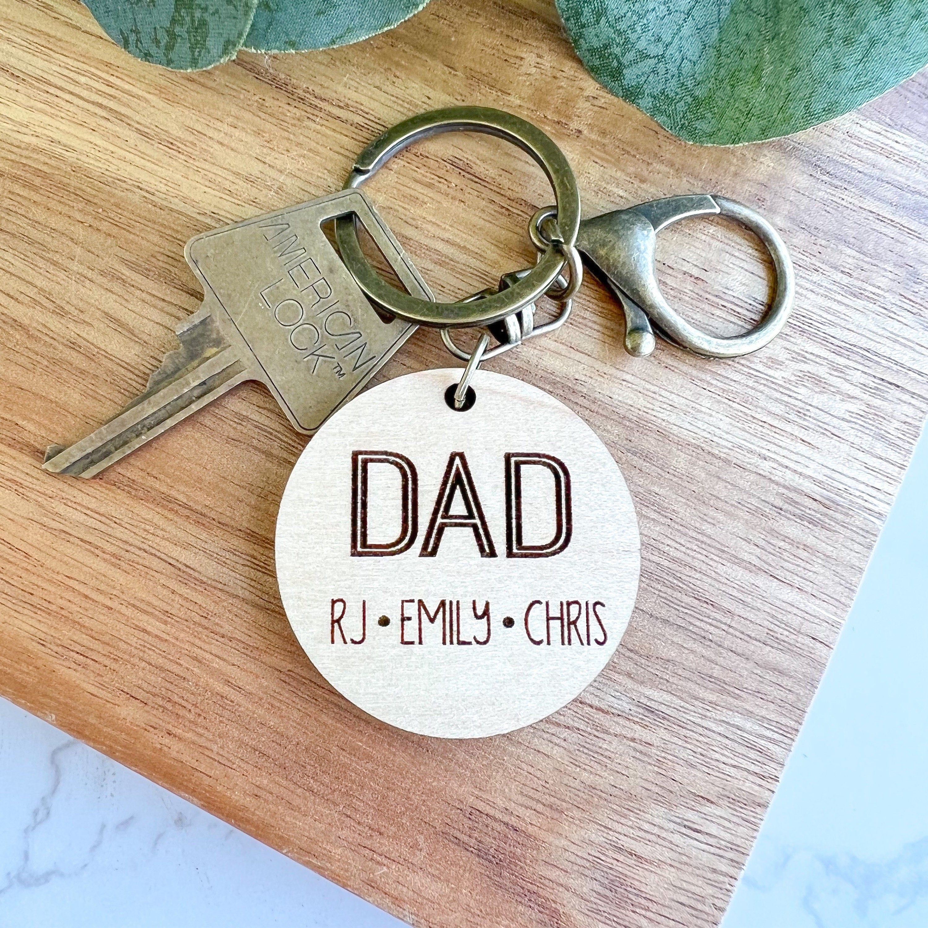 Personalized Dad/ Grandpa Keychain- Engraved with Kids' Names