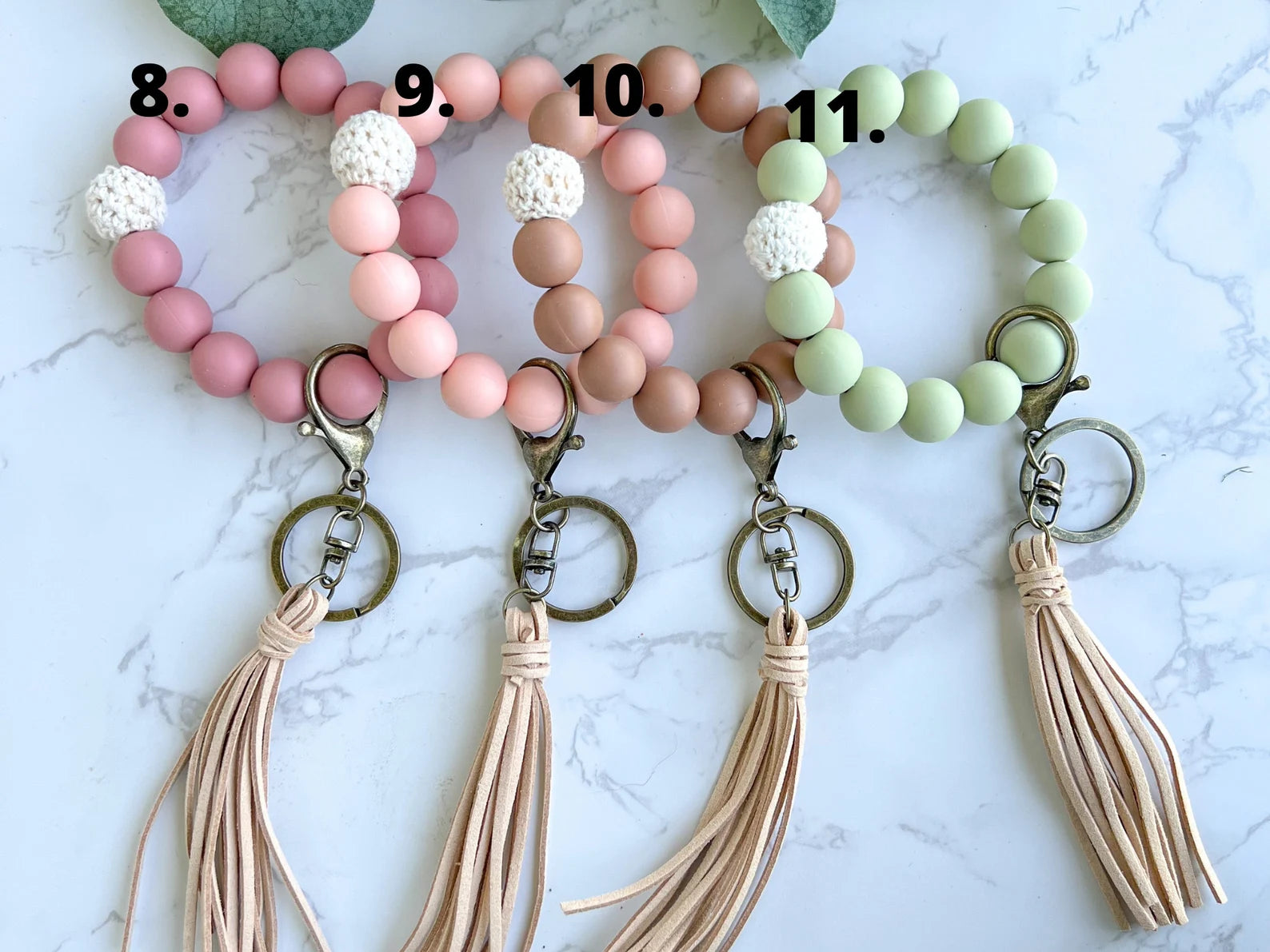 Silicone Wristlet with personalized wood charm keychain