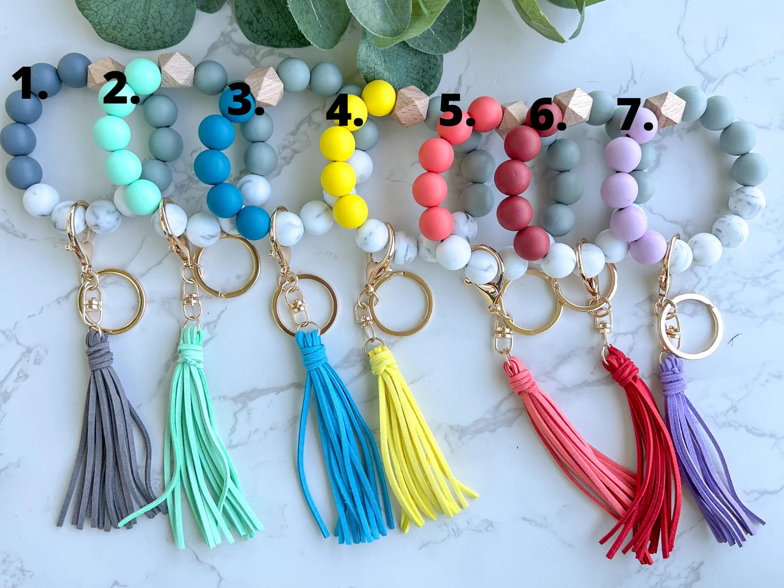 Silicone Wristlet with personalized wood charm keychain